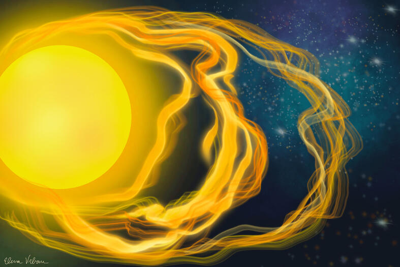 artist's dramatization of solar flares