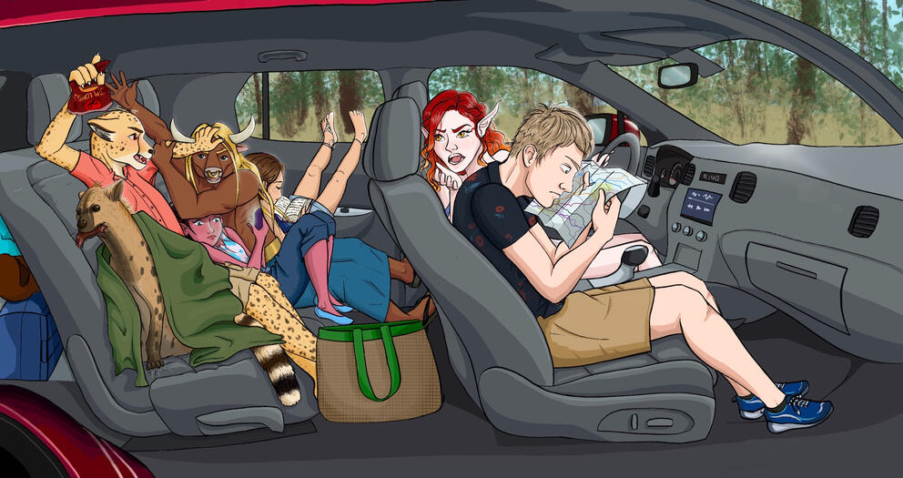 Roadtrip AU of my current D&D party