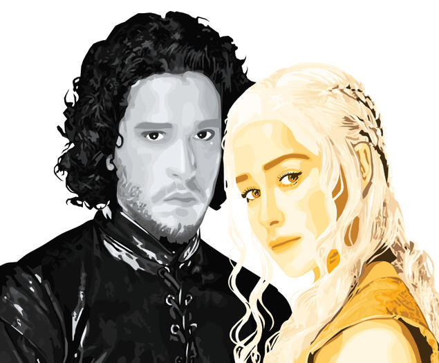 Color blocking of Jon Snow and Daenerys (Game of Thrones)