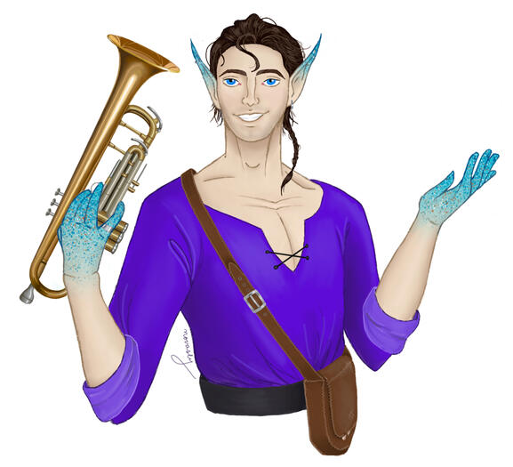 Commission of client's D&D character Sudryl, Simic Hybrid Bard