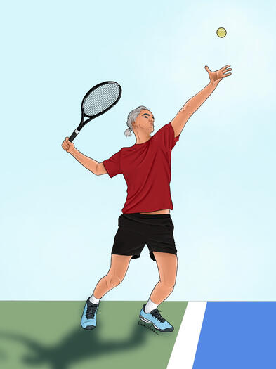 Gift for retiring professor playing tennis as a thank you